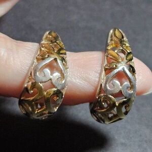 Gold over sterling oblong hoop earrings vermeil